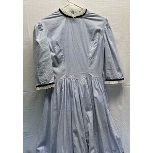 Handmade Prairie Women’s Costume Long Gingham Blue Dress Bonnet Costumes S/M